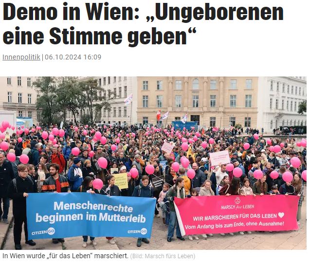 Demo in Wien: „Ungeborenen eine Stimme geben“